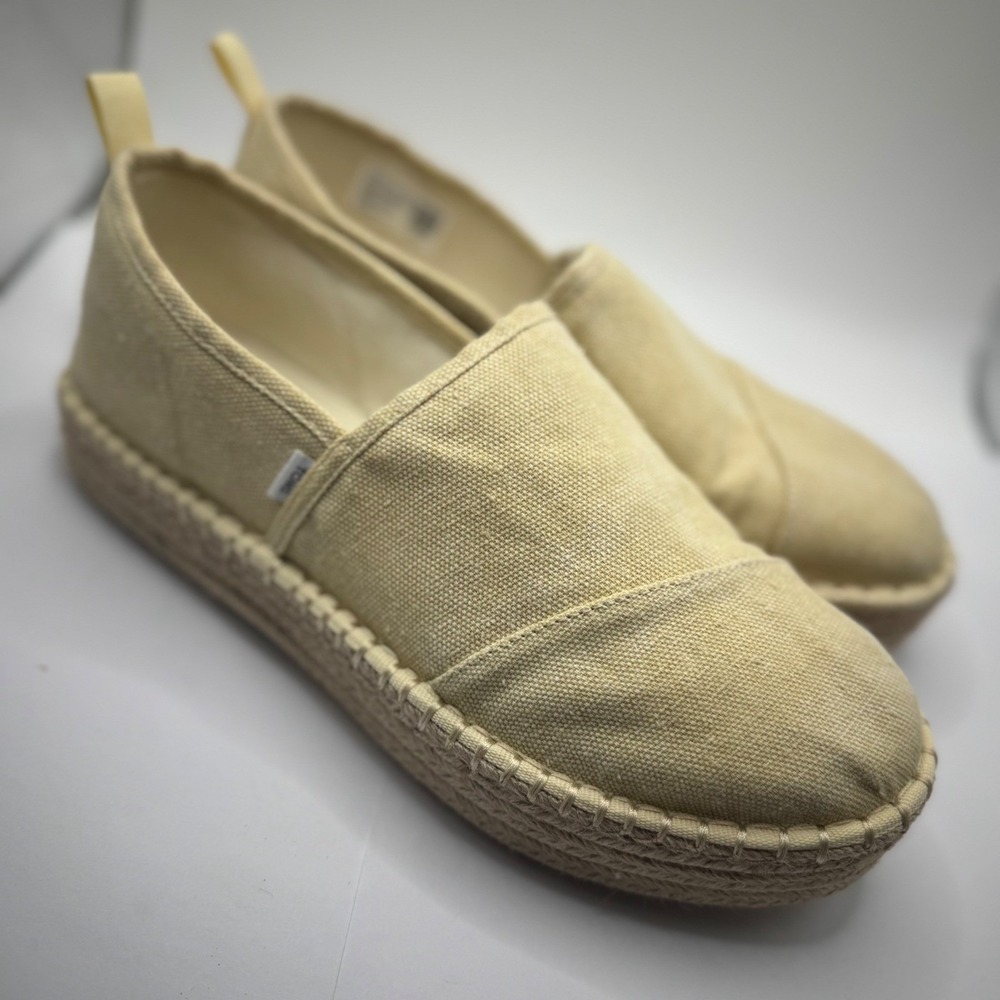 TOMS Rope Beige Canvas Espadrille Slip On Shoes Womens 8.5